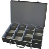 Adjustable Compartment Boxes, Steel, Variable Slots, 18" W x 12" D x 3" H, Grey  CA977 | TENAQUIP