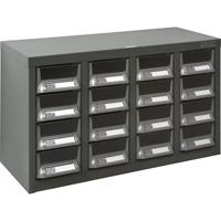 KPC-400 Parts Cabinet, Galvanized Steel, 16 Drawers, 23-1/10" x 8-7/10" x 13-4/5", Grey CF298 | TENAQUIP