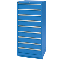 Drawer Cabinets, 9 Drawers, 28-1/4" W x 28-1/2" D x 59-1/2" H, Bright blue  FI141 | TENAQUIP