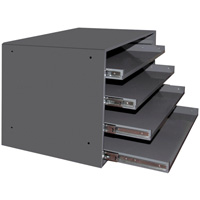 Compartment Box Cabinets, Steel, 4 Slots, 20" W x 15-3/4" D x 15" H, Grey  FI361 | TENAQUIP