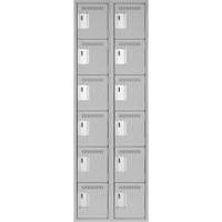 Petits casiers Clean Line<sup>MC</sup>, 6 niveaux, Bloc de 2, 24" x 18" x 72", Acier, Gris, Rivet (assemblé)  FJ172 | TENAQUIP