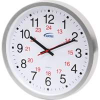 12/24 H Clock, Analog, Battery Operated, 12", Silver HT072 | TENAQUIP