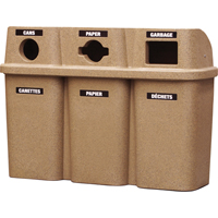 Contenants de recyclage Bullseye<sup>MC</sup>, Bord de rue, Plastique, 3 x 114L/90 gal. US  JC550 | TENAQUIP