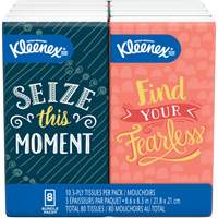 Kleenex<sup>®</sup> Facial Tissue Pocket Pack, 3 Ply, 8.3" L x 8.6" W, 10 Sheets/Box  JL019 | TENAQUIP