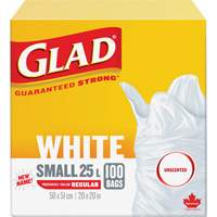 Small 25L Unscented Garbage Bags, Regular, 20" W x 20" L, White, Open Top  JP288 | TENAQUIP