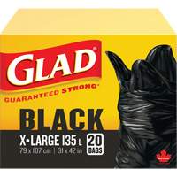 135L Garbage Bags, Regular, 31" W x 42" L, Black, Open Top  JP298 | TENAQUIP