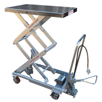 Pneumatic Hydraulic Scissor Lift Table, Stainless Steel, 35-1/2" L x 20" W, 800 lbs. Cap.  LV479 | TENAQUIP