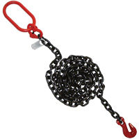 Chain Sling, Grade 80 Chain, Single Legs, Oblong & Grab Hooks, 9/32" x 8'  LV708 | TENAQUIP