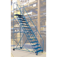 Rolling Step Ladder with Locking Step and Spring-Loaded Front Casters, 14 Steps, 30" Step Width, 128" Platform Height, Steel MA625 | TENAQUIP