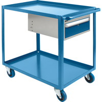 Heavy Duty Shelf Cart with Drawer, 1200 lbs. Capacity, Steel, 24" x W, 36" x H, 39" D, Rubber Wheels, All-Welded, 1 Drawers MH255 | TENAQUIP