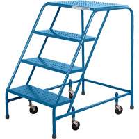 Rolling Step Ladder with Locking Step, 4 Steps, 22" Step Width, 37" Platform Height, Steel MH279 | TENAQUIP