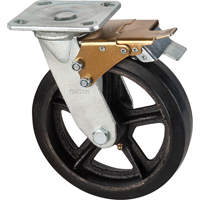 Roulette moulé, Pivotant avec frein, 8" (203,2 mm), Caoutchouc, 660 lb (299 kg) ML854 | TENAQUIP