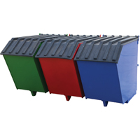 Triple-Bin Recycling Hopper, Steel, 1-1/2 cu.yd., Green, Red and Blue  MN493 | TENAQUIP