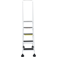 Light-Duty Stop-Step Ladders, 5 Steps, 16" Step Width, 47-11/16" Platform Height, Steel  MO023 | TENAQUIP