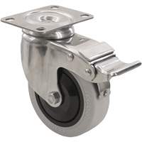 2309 Caster with Double Locking Brake, Swivel with Brake, 4" (101.6 mm), Envirothane™ Grey, 350 lbs. (158.8 kg.)  MP165 | TENAQUIP
