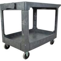 Flat-Shelf Utility Service Cart, 2 Tiers, 25-1/4" x 32-1/4" x 44", 550 lbs. Capacity MP642 | TENAQUIP