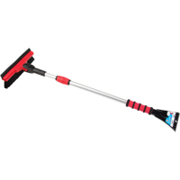 Snow Brush With Pivot Head, Telescopic, Rubber Squeegee Blade, 52" Long, Black/Red  NJ144 | TENAQUIP