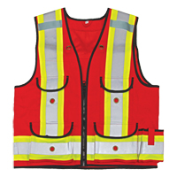 All-Trades 1000D<sup>®</sup> Surveyor Safety Vest, Red, Large, Polyester, CSA Z96 Class 2 - Level 2  NJF053 | TENAQUIP