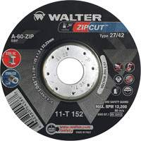 Zipcut™ Right Angle Grinder Reinforced Cut-Off Wheels, 5" x 3/64", 7/8" Arbor, Type 27, Aluminum Oxide, 12200 RPM  NS767 | TENAQUIP
