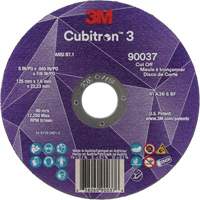 Cubitron™ 3 Cut-Off Wheel, 5" x 0.045", 7/8" Arbor, Type 1, Ceramic, 12250 RPM  NY528 | TENAQUIP