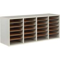 Adjustable Compartment Literature Organizer, Stationary, 24 Slots, Wood, 39-1/4" W x 11-3/4" D x 16-1/4" H  OE705 | TENAQUIP
