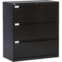 Lateral Filing Cabinet, Steel, 3 Drawers, 36" W x 18" D x 40-1/16" H, Black  OP216 | TENAQUIP
