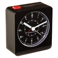 Desk Alarm Clock, Analog, Battery Operated, 3.5" W x 1.5" D x 3.75" H, Black  OP602 | TENAQUIP