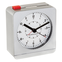 Desk Alarm Clock, Analog, Battery Operated, 3.5" W x 1.5" D x 3.75" H, Silver  OQ432 | TENAQUIP