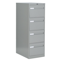 Vertical Filing Cabinet with Recessed Drawer Handles, 4 Drawers, 18.15" W x 26.56" D x 52" H, Grey  OTE625 | TENAQUIP