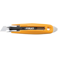 Self-Retracting Safety Knife with Tape Slitter, 17.5 mm, Carbon Steel, Plastic Handle  PE846 | TENAQUIP