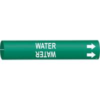 "Water" Pipe Marker, Snap-On, 2-13/16" H x 2-13/16" W, White on Green  SAE733 | TENAQUIP