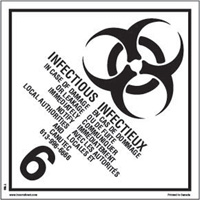 Étiquettes d'expédition TMD substances infectieuses, 4" lo x 4" la, Noir sur blanc  SAG875 | TENAQUIP