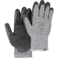 Salt & Pepper Knit Gloves With Black Palm Coating, Size Medium/8, Polyurethane Coated, HPPE Shell, ANSI/ISEA 105 Level 2  SAN299 | TENAQUIP