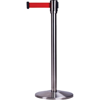 Free-Standing Crowd Control Barrier, Steel, 35" H, Red Tape, 7' Tape Length SAS226 | TENAQUIP