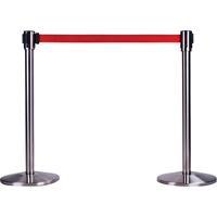 Free-Standing Crowd Control Barrier, Steel, 35" H, Red Tape, 7' Tape Length SAS226 | TENAQUIP