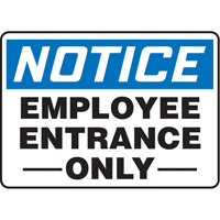"Employee Entrance Only" Sign, 7" x 10", Vinyl, English  SAS674 | TENAQUIP