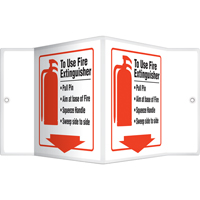 "To Use Fire Extinguisher" Projection™ Sign, 6" x 5", Plastic, English with Pictogram  SAW463 | TENAQUIP