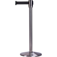Free-Standing Crowd Control Barrier, Steel, 35" H, Black Tape, 12' Tape Length SDN771 | TENAQUIP