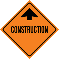 Construction Ahead Roll-Up Traffic Sign, 36" x 36", Vinyl, Bilingual with Pictogram  SDP360 | TENAQUIP