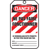 Lockout Tags, Plastic, 3-3/8" W x 5-5/8" H, French  SEF378 | TENAQUIP