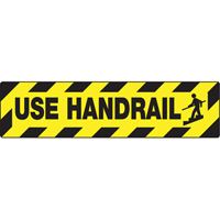 "Use Handrails" Skid-Gard™ Floor Sign, Adhesive, English with Pictogram  SEK527 | TENAQUIP