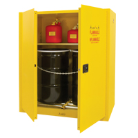 Vertical Drum Storage Cabinet, 110 US gal. Cap., 2 Drums, Yellow SGC540 | TENAQUIP