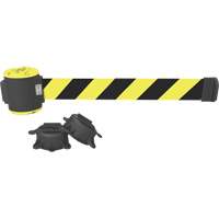 Wall Mount Barrier, Plastic, Magnetic Mount, 30', Black and Yellow Tape  SGI819 | TENAQUIP