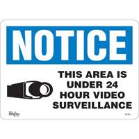 "24 Hour Surveillance" Sign, 10" x 14", Vinyl, English with Pictogram SGL434 | TENAQUIP