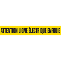 Ruban pour barricade "Attention Ligne Électrique Enfouie", Français, 3" la x 1000' lo, Noir sur jaune  SGQ360 | TENAQUIP