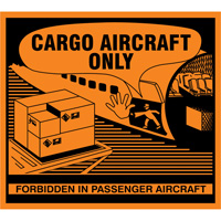 "Cargo Aircraft Only" Handling Labels, 4-3/4" L x 4-1/4" W, Orange  SGQ527 | TENAQUIP