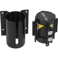 Wall Mount Barrier with Magnetic Tape, Steel, Screw Mount, 7', Black and Yellow Tape SGQ993 | TENAQUIP