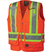 Veste de sécurité pour arpenteur, Orange haute visibilité, Grand, Polyester, CSA Z96 classe 2 - niveau 2  SGW973 | TENAQUIP