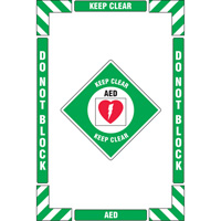 "AED Keep Clear" Floor Marking Kit, Adhesive, English with Pictogram  SGY026 | TENAQUIP
