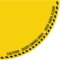 "Caution" Quarter Circle Swing Door Floor Sign, Adhesive, English with Pictogram  SGY043 | TENAQUIP